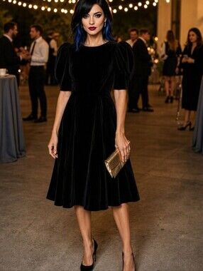 Vintage Black Velvet Evening Dress Rare Sz 11